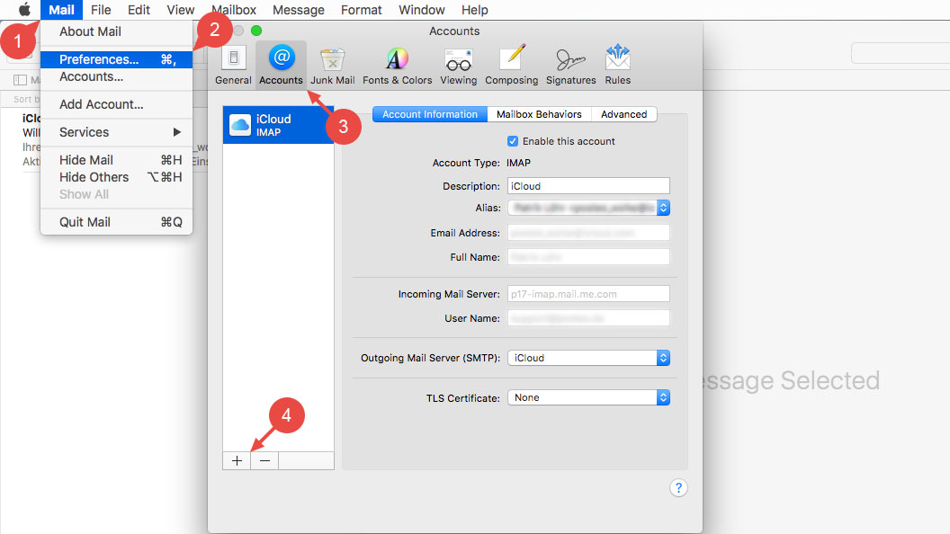 setting up outgoing mail server mac mail